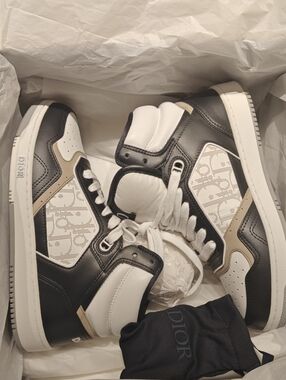Dior Black, White & Beige High-Top Sneakers For Women Or Men.
